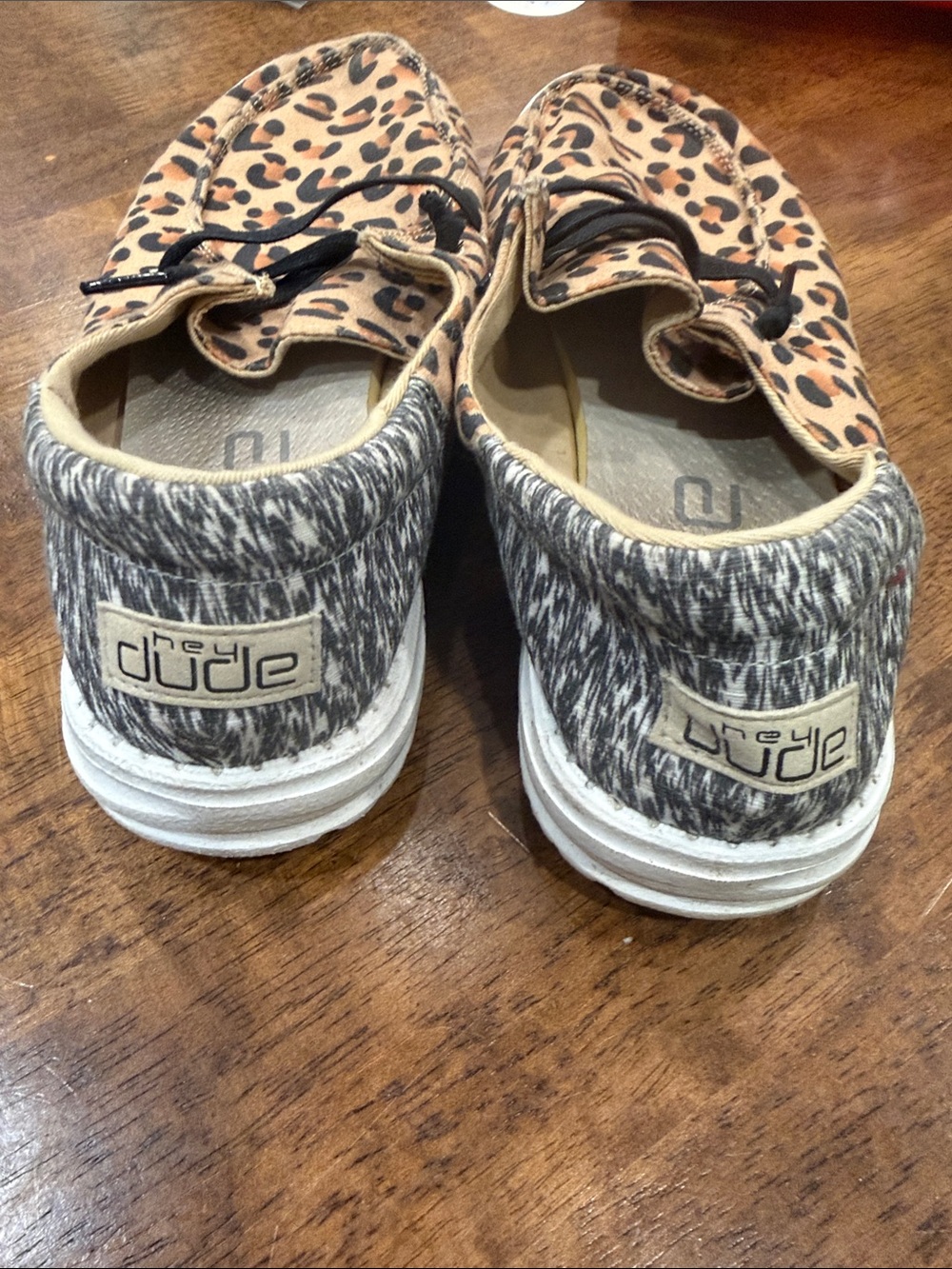Hey Dude Women's Leopard Print Slip-On Moccasins - Black & Tan - Picture 2 of 8